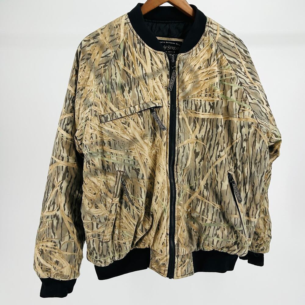 Vintage Field & Stream Camouflage Waterproof Bomber Hunting Cropped Jacket